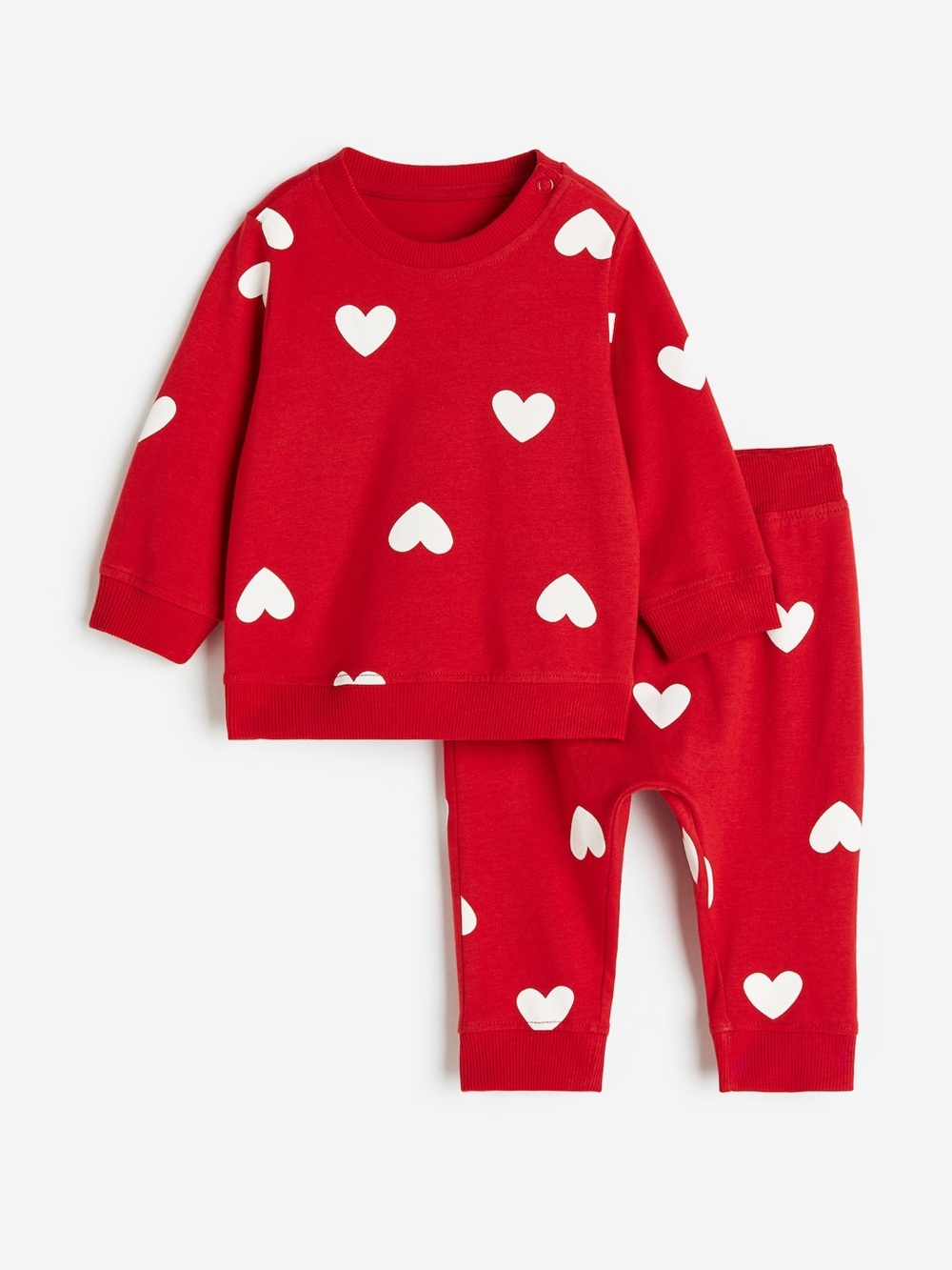 H&M Red Heart Print Kids Matching Jersey Set